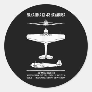 Nakajima Ki-43 Hayabusa Japanisches Kämpfer-Flugze Runder Aufkleber