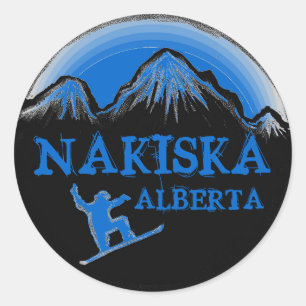 Nakiska Alberta Kanada blaue Snowboardaufkleber Runder Aufkleber