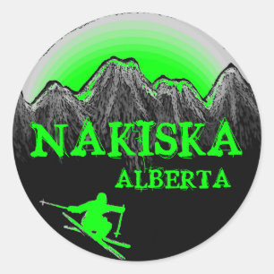 Nakiska Alberta Kanada grüne Skilehrer-Aufkleber Runder Aufkleber