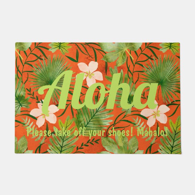 Nalani Hawaiian Tropical Garden Coral Fußmatte (Vorderseite)