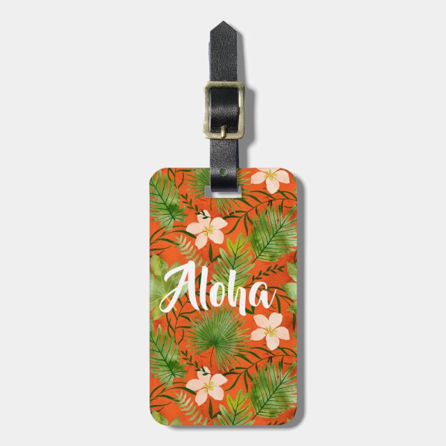Nalani Hawaiian Tropical Garden Coral Gepäckanhänger (Vorderseite vertikal)