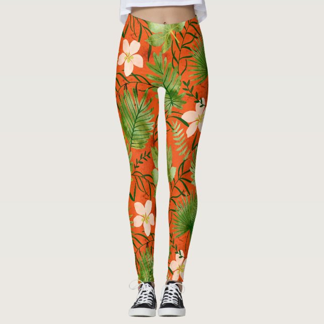 Nalani Hawaiian Tropical Garden Coral Leggings (Vorderseite)