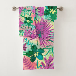 Nalani Hawaiian Tropical Garden Fuchsia Badhandtuch Set