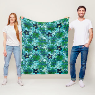 Nalani Hawaiian Tropical Garden Türkis Fleecedecke