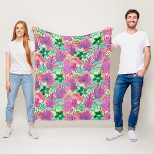 Nalani Hawaiianischer Tropischer Garten Fuchsia Fleecedecke