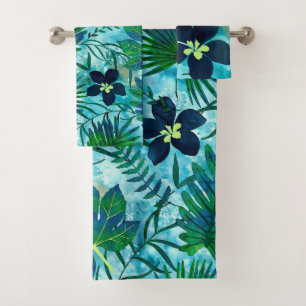 Nalani hawaiischer tropischer Garten aquamarin Badhandtuch Set