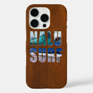 Nalu-Surf Hawaiian Wave Imitate Koa Wood Surfboard iPhone 16 Pro Hülle