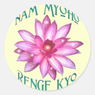 Nam Myoho Renge Kyo mit Lotus Blume Design Runder Aufkleber