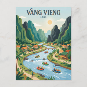 Nam Song Fluss, Vang Vieng Laos Postkarte