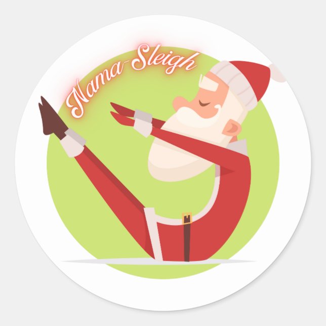 Nama-Sleigh, Yogi Santa Holiday, Geschenkmarke Runder Aufkleber (Vorderseite)