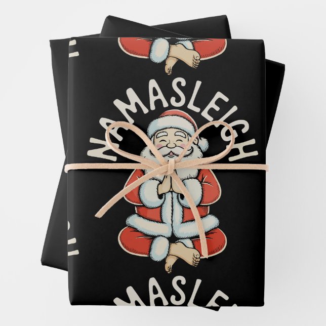 Namasleigh Santa Sleigh Namaste Yoga Meditation Geschenkpapier Set (Beispiel)