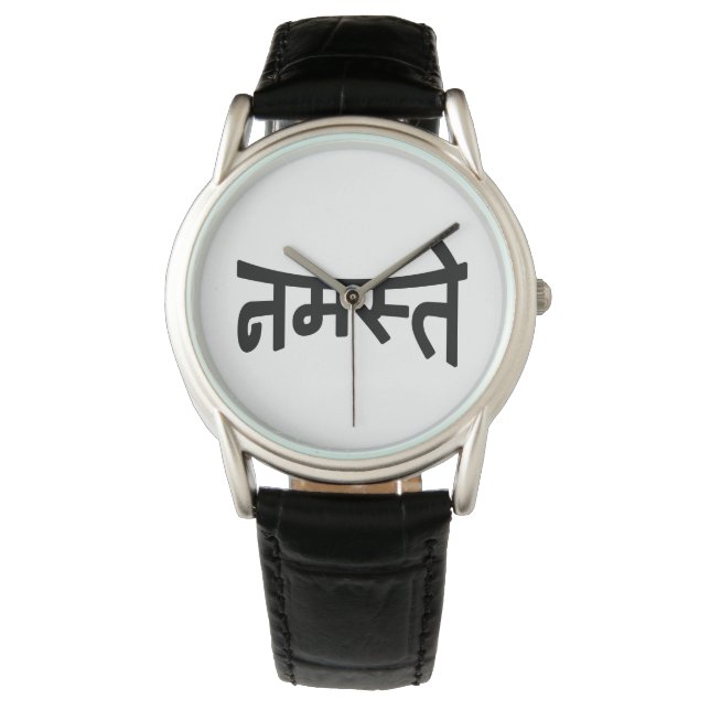 Namaste (न म ते) - Devanagari-Skript Armbanduhr (Vorderseite)