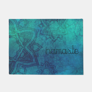 Namaste a affligé le tapis de porte de mandala de