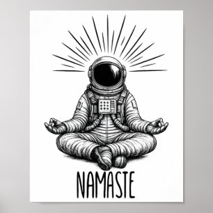 Namaste Astronaut Yoga Meditationsraum Yoga-Positi Poster