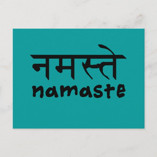Namaste auf Englisch und Hindi Postkarte (Vorderseite)