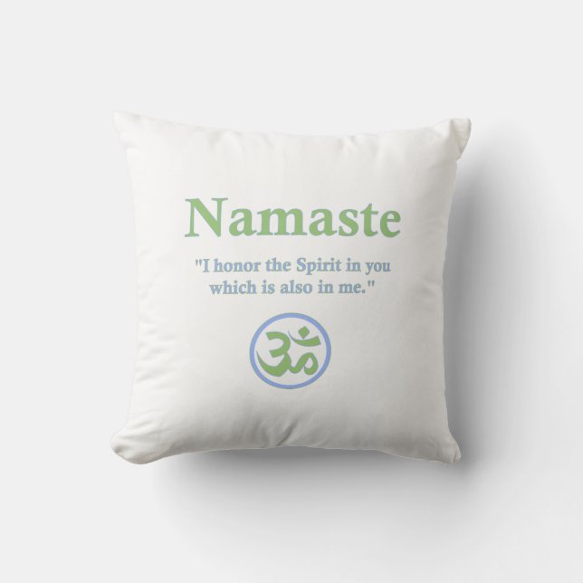 Namaste Bedeutung für Om-Symbol Kissen (Vorderseite)