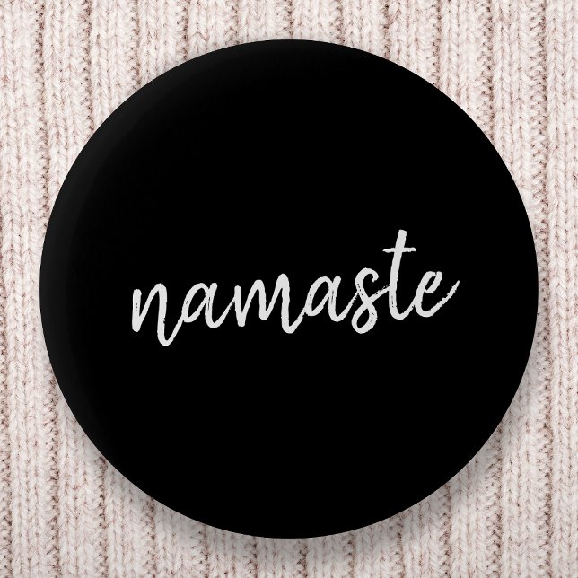 Namaste Black Yoga Modern Spiritual Meditation Button (Von Creator hochgeladen)