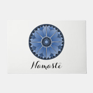 NAMASTE Blaue Blume Spiritueller Lotus Mandala Wei Fußmatte