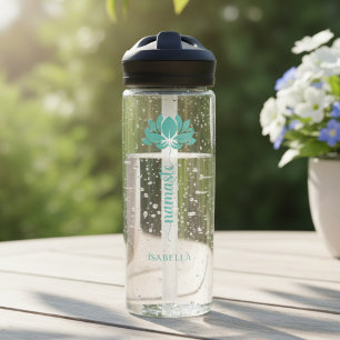 Namaste Blaue Lotusblume Moderne Personalisierte N Trinkflasche