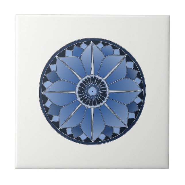 NAMASTE Blue Blume Spiritual Lotus Mandala Fliese (Vorderseite)