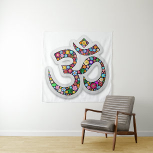 Namaste Blumen-Symbol-Kunst Wandteppich