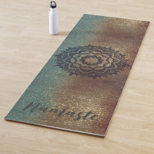 Namaste Bronze und Green Shimmery Mandala Yoga Mat Yogamatte