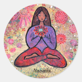 Namaste Brown Haired Yoga Girl Sticker