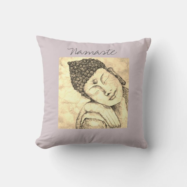 Namaste Buddha Aquarell-Kunst-Kissen Kissen (Vorderseite)