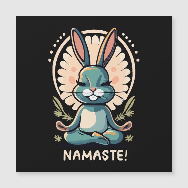 Namaste Bunny Yoga Kaninchen Meditation Magnetkarte (Vorderseite)
