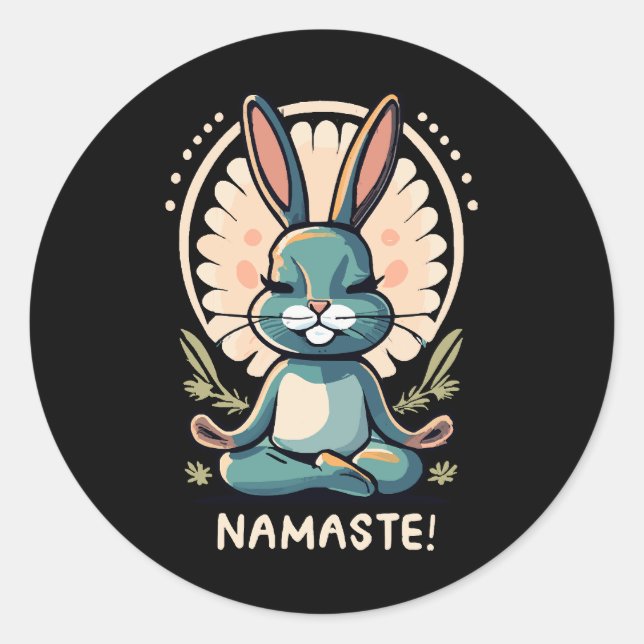 Namaste Bunny Yoga Kaninchen Meditation Runder Aufkleber (Vorderseite)