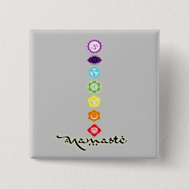 Namaste Chakras Knopf Button (Vorderseite)
