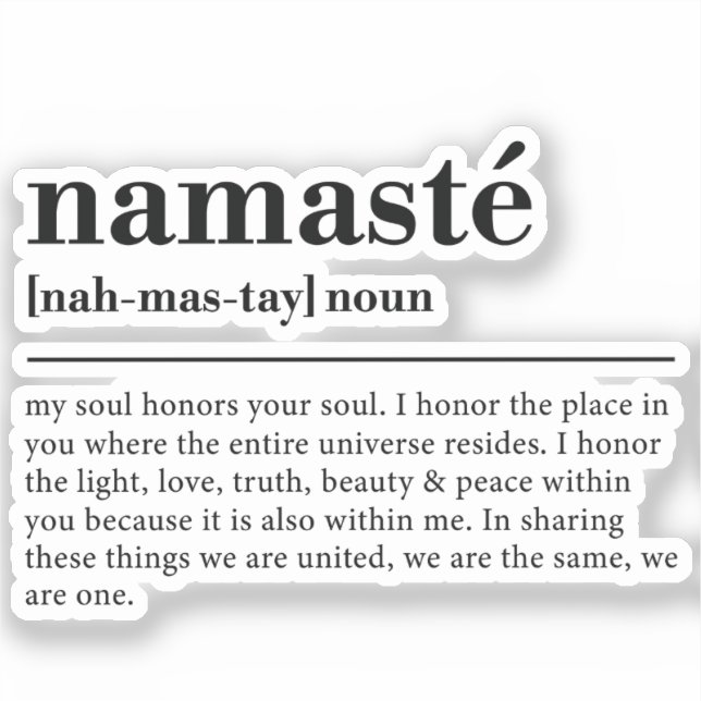 Namaste Definition Yoga Moderne Minimale Meditatio Aufkleber (Vorderseite)