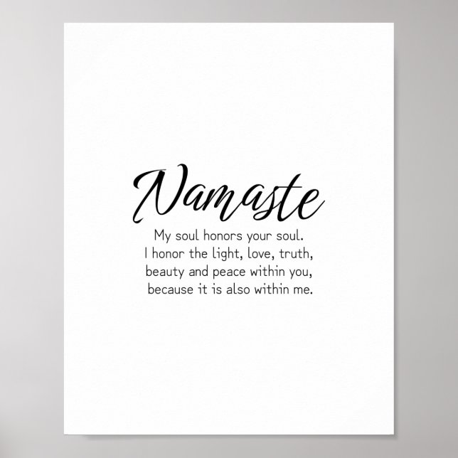 Namaste Definition Zen,Yoga, Inspiration Zitat Poster (Vorne)