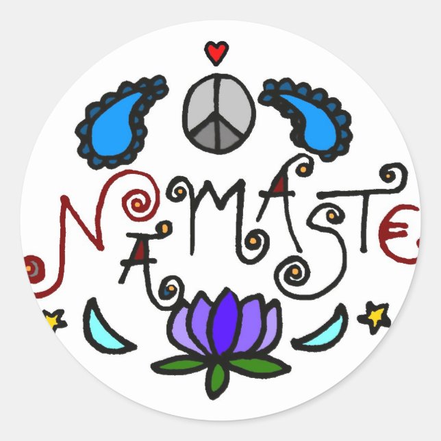 Namaste Doodles Runder Aufkleber (Vorderseite)