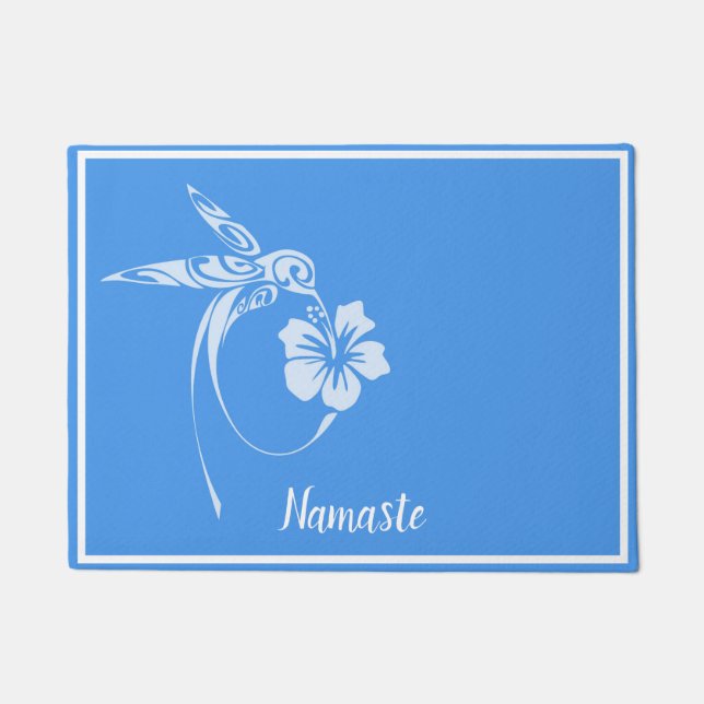 Namaste Elegante White Hummingbird Willkommen Fußmatte (Vorderseite)