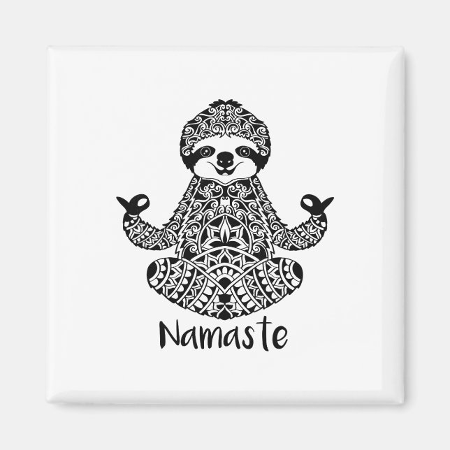 Namaste Faultier Yoga Einfache Pose  Magnet (Vorne)