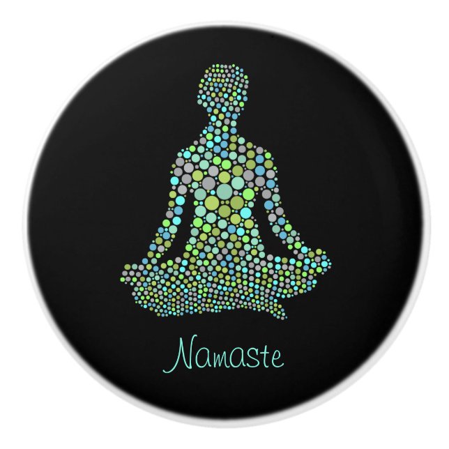 Namaste Female Half Lotus Green Blue Lila Black Keramikknauf (Vorderseite)