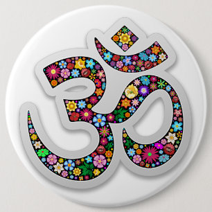Namaste Floral Yoga-Symbol Button