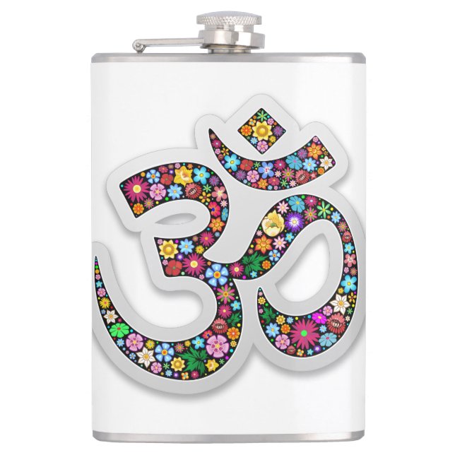 Namaste Floral Yoga-Symbol Flachmann (Vorderseite)