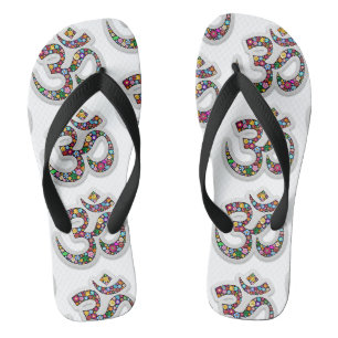 Namaste Floral Yoga-Symbol Flip Flops