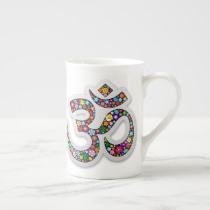 Namaste Floral Yoga-Symbol Prozellantasse