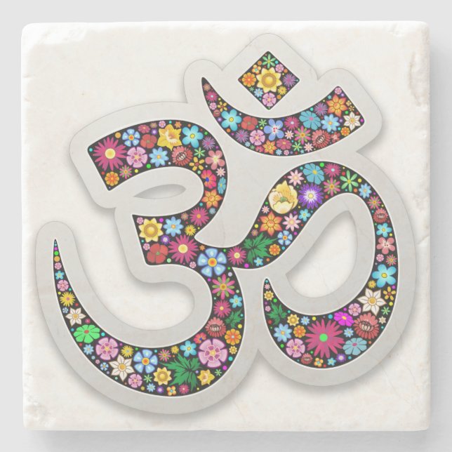 Namaste Floral Yoga-Symbol Steinuntersetzer (Vorderseite)