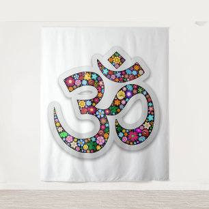 Namaste Floral Yoga-Symbol Wandteppich