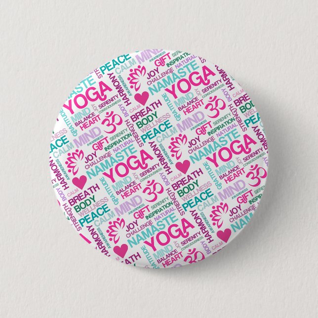 Namaste, Frieden und Harmonie rosa YOGA Muster Button (Vorderseite)