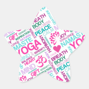 Namaste, Frieden und Harmonie rosa YOGA Muster Stern-Aufkleber