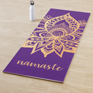 Namaste Gold Lila Lotus Blume Mandala Yogamatte