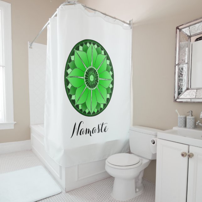 NAMASTE Green Lotus Mandala New Age Personalisiert Duschvorhang (Beispiel)