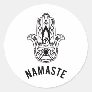 Namaste Hand Hamsa Yoga Hinduismus Veden Ohm  Runder Aufkleber