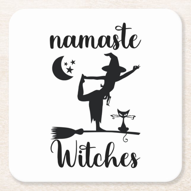 Namaste Hexen Halloween-Untersetzer Rechteckiger Pappuntersetzer (Vorderseite)