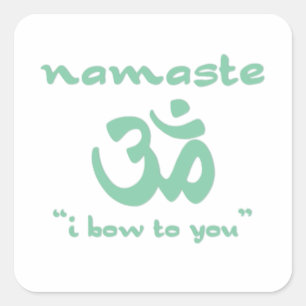 Namaste - I bow to you (in green) Quadratischer Aufkleber